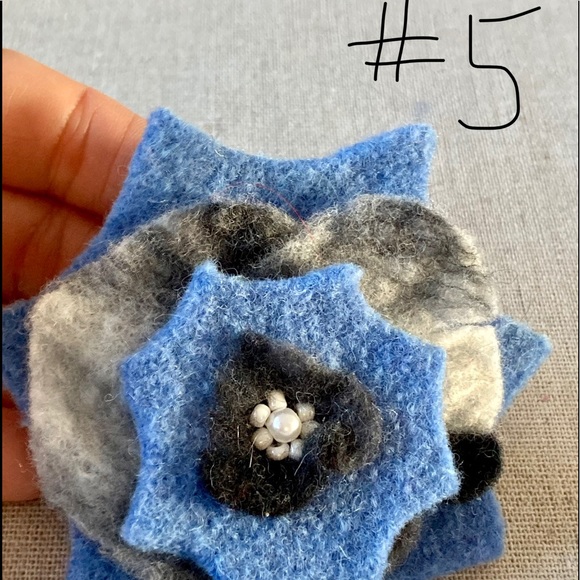 🐑 Hand Felted Floral Metal Barrettes Variety of Blooms to Choose Made From… - Picture 13 of 15